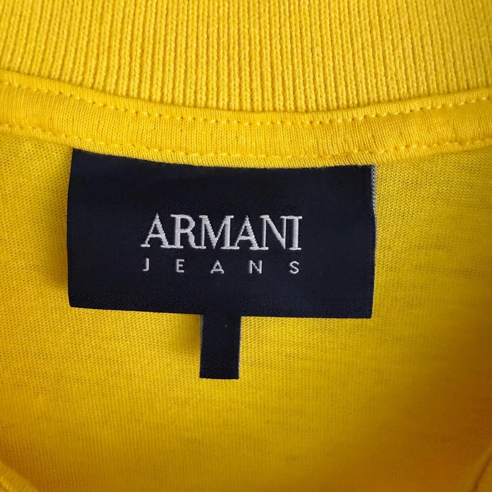 Armani Jeans Polo Shirt Mens L Yellow New 7V6F32 5J46Z Short Sleeve Cotton